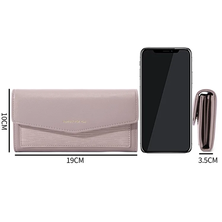 PERFECT FOR YOU Fashion Women's Wallet PU Leather Card Holder Cash Pouch Storage Bag Clutch Purse - Brown