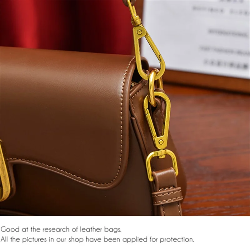 SMNQS-6144 Solid Color Underarm Bag Fashion Women PU Leather Crossbody Shoulder Bag - Café
