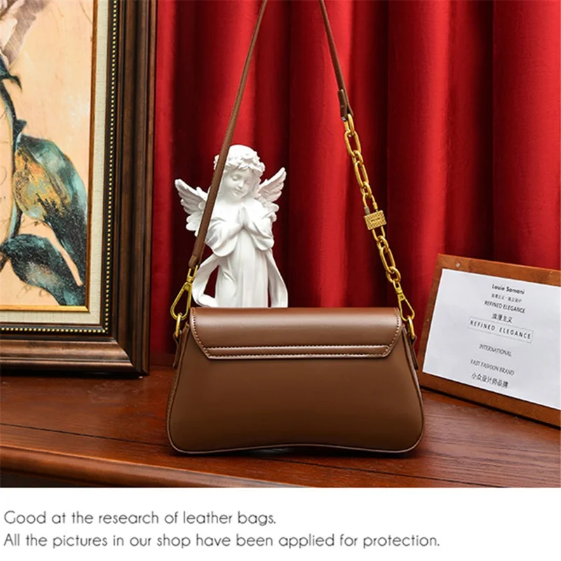 SMNQS-6144 Solid Color Underarm Bag Fashion Women PU Leather Crossbody Shoulder Bag - Café