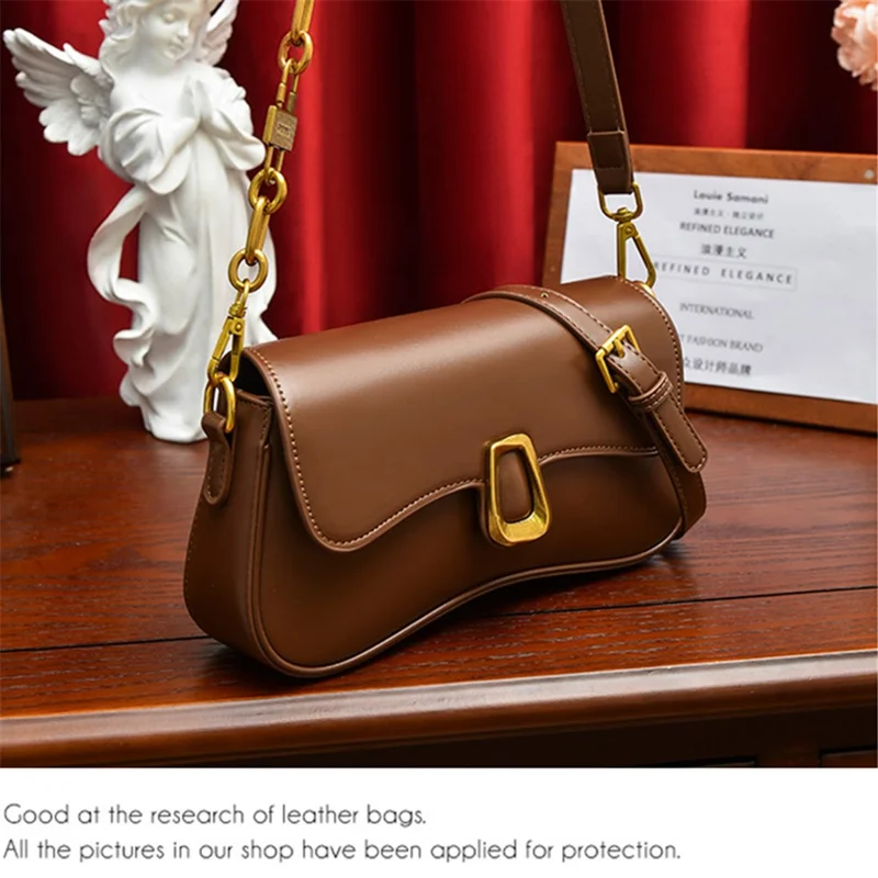 SMNQS-6144 Solid Color Underarm Bag Fashion Women PU Leather Crossbody Shoulder Bag - Café