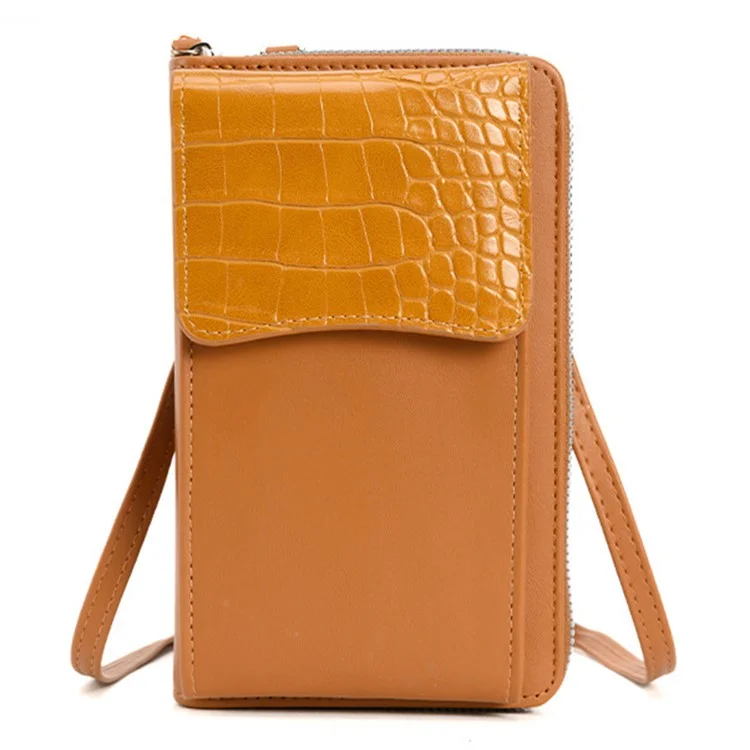 Bolsa de Ombro Transversal de Couro PU A3412 para Mulheres, com Porta-Cartões e Bolso de Armazenamento - Marrom