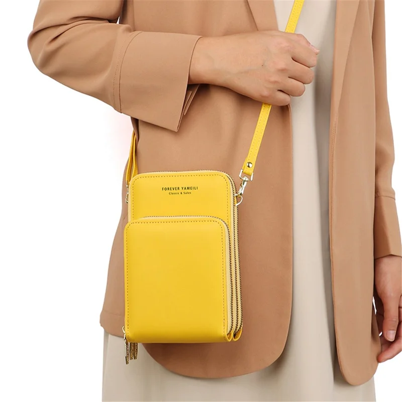 7133 Three-layer Zipper Wallet PU Leather Women Small Crossbody Cellphone Bag - Blue