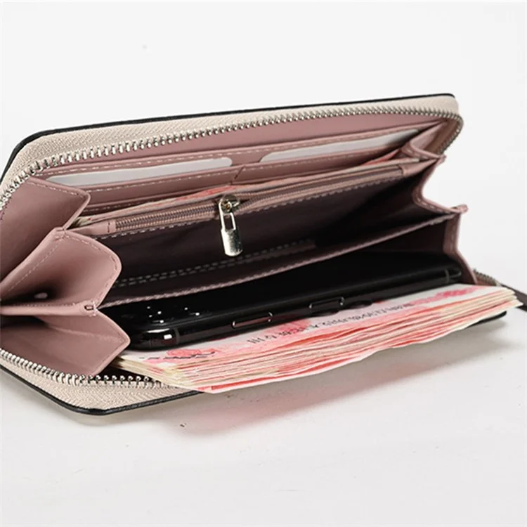 15839 Wristlet Clutch Geldbörse Lange Geldbörse Damen PU-Leder Handytasche Handtasche - Beige