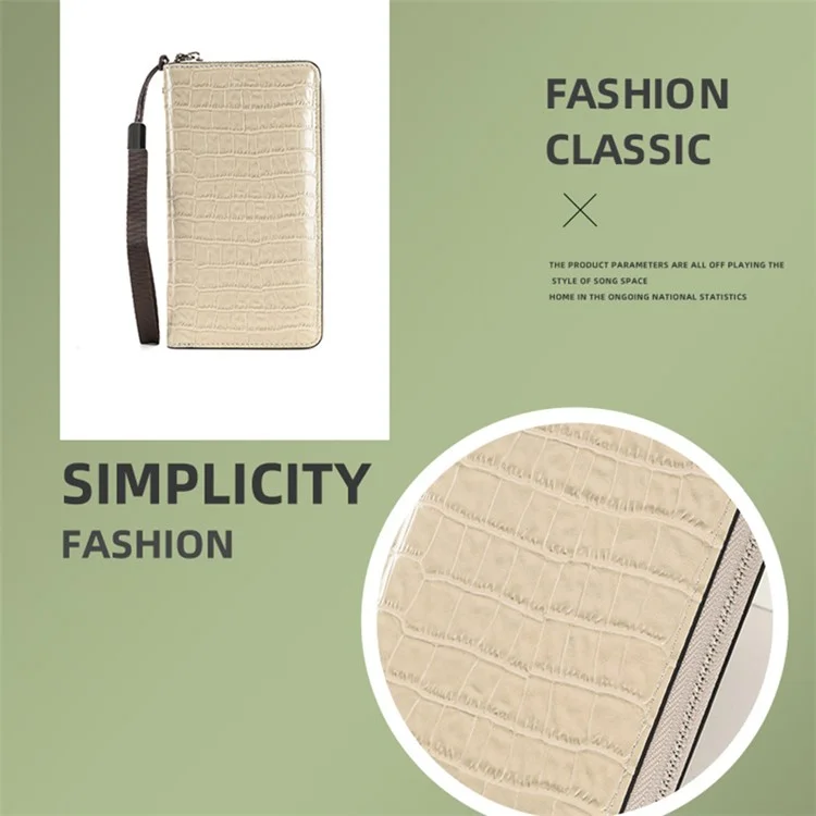 15839 Wristlet Clutch Geldbörse Lange Geldbörse Damen PU-Leder Handytasche Handtasche - Beige