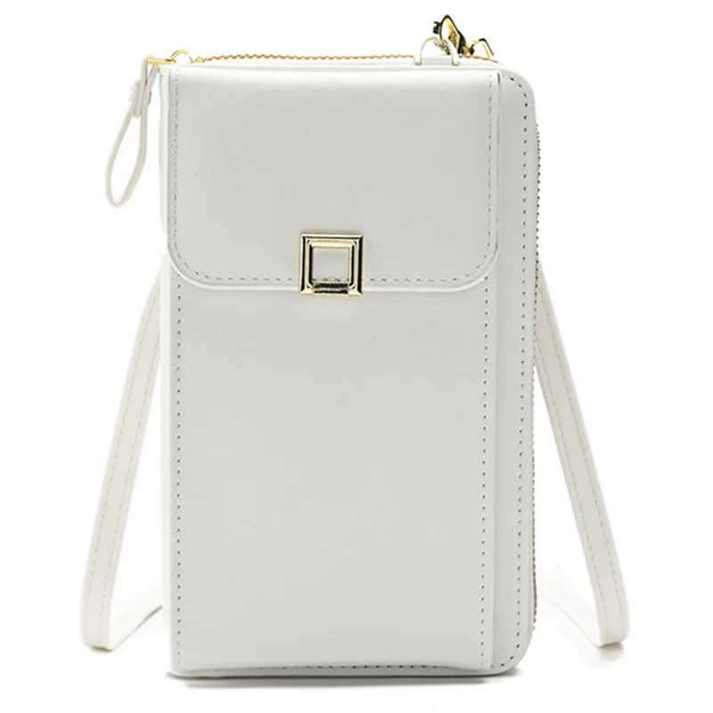 5725 Borsa portacellulare per donna con tracolla Borsa in pelle PU Portafoglio Portacarte - Bianco