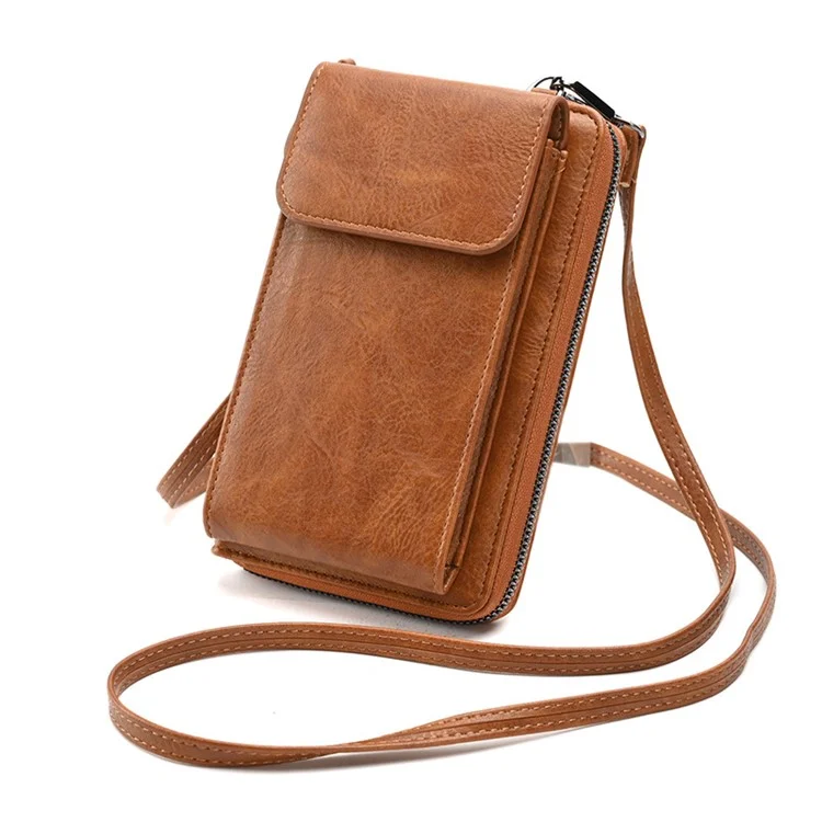 5722 Bolsa de Transversal para Meninas Grande Carteira Caixa de Armazenamento de Telefone Mulheres Bolsa de Ombro Bolsa - Marrom