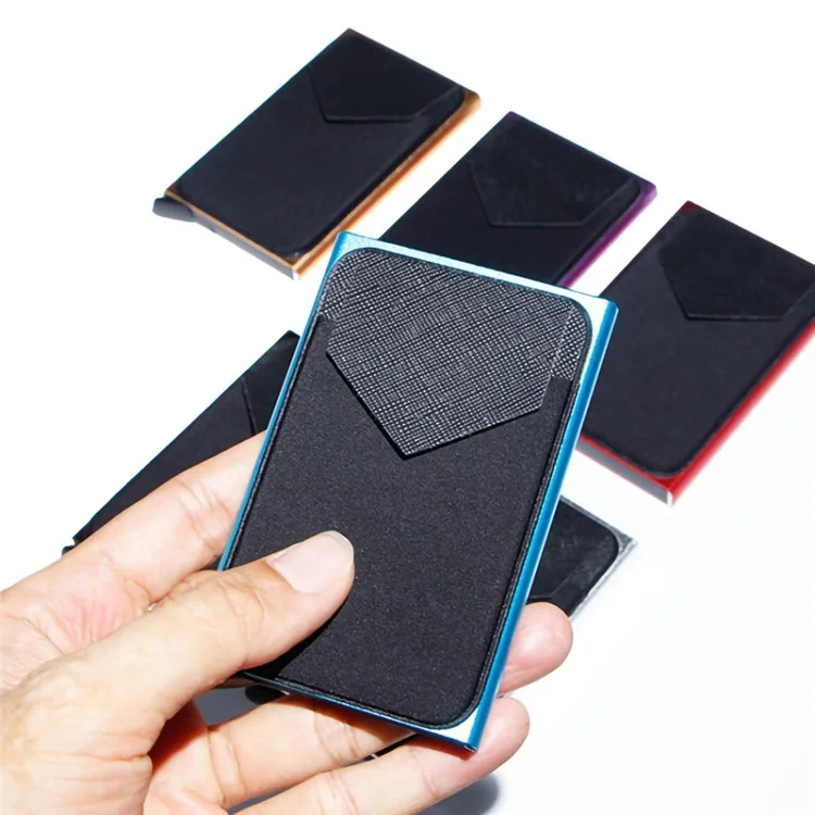 Pop-Up Design Card Holder RFID Blocking Aluminum Alloy Bank Card Case Pouch Wallet - Silber