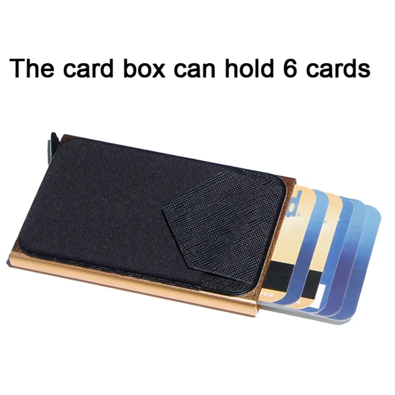 Pop-Up Design Card Holder RFID Blocking Aluminum Alloy Bank Card Case Pouch Wallet - Black