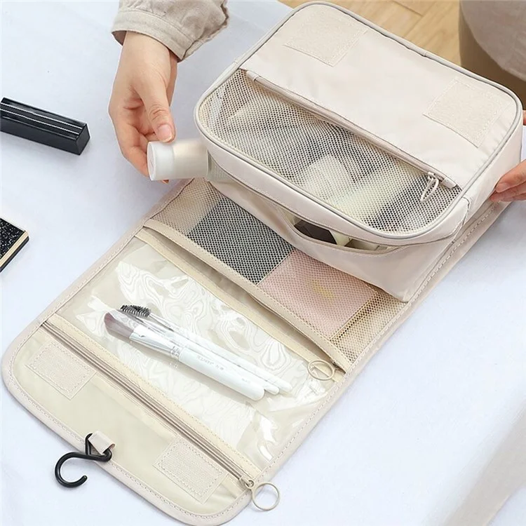 GENA Makeup Bag Travel Kosmetiktasche Toilettenartikel Organizer Oxford Tuch Badezimmerhaken Waschbeutel - Navy Blau