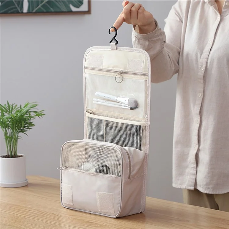 GENA Makeup Bag Travel Kosmetiktasche Toilettenartikel Organizer Oxford Tuch Badezimmerhaken Waschbeutel - Navy Blau