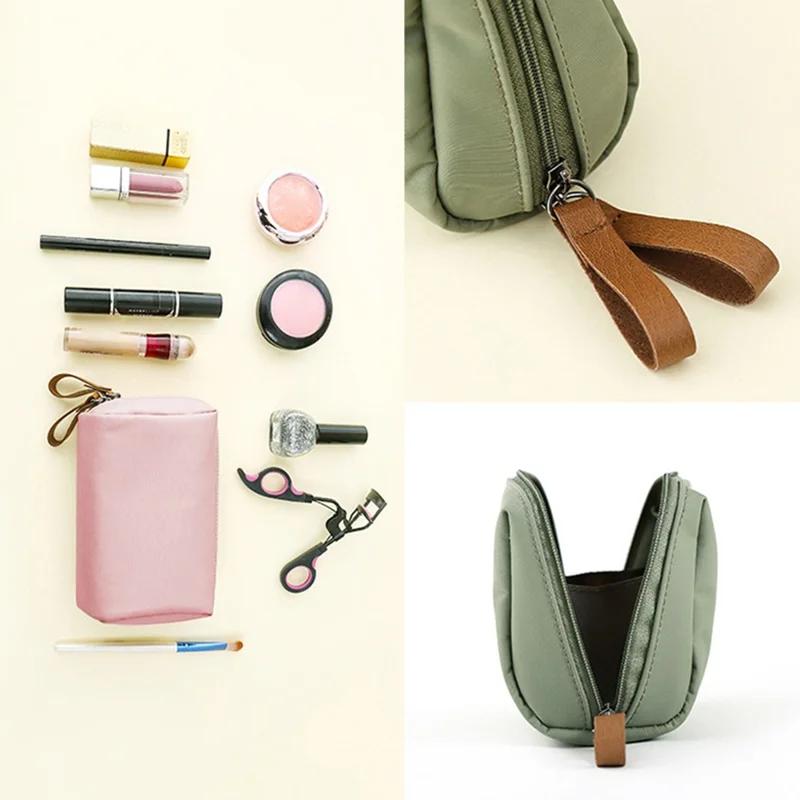 YOUJI Portable Travel Lipstick Storage Bag Women Double Zipper Small Makeup Bag - Black+Red Lining