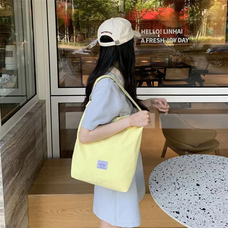 Sac à épaule en toile pour femmes Candy Color - Jaune