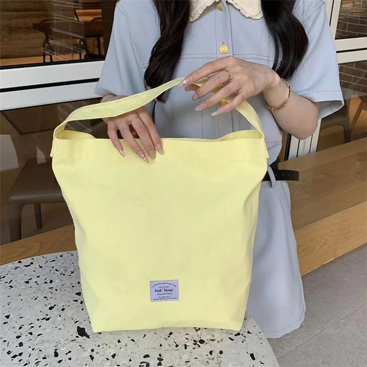 Sac à épaule en toile pour femmes Candy Color - Jaune