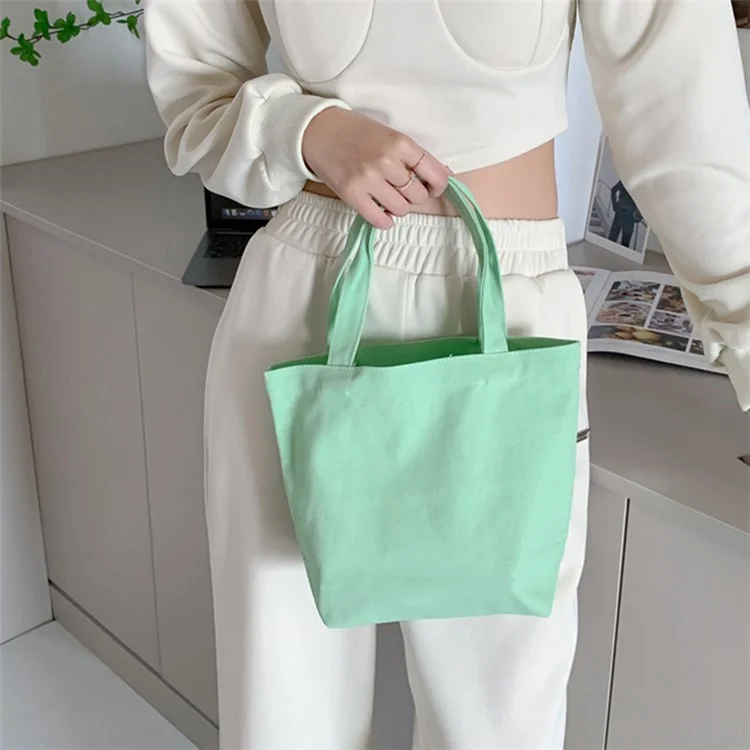Sac à déjeuner carré en toile de couleur unie avec boîte à bentô - Vert clair