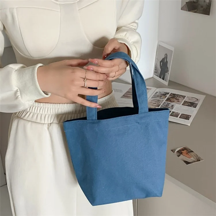 Sac à déjeuner carré en toile de couleur unie avec boîte à bentô - Vert clair
