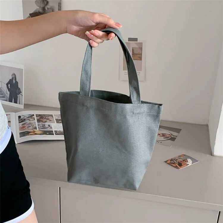 Sac à déjeuner carré en toile de couleur unie avec boîte à bentô - Vert clair
