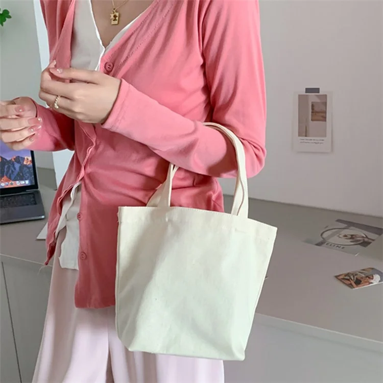 Sac à déjeuner carré en toile de couleur unie avec boîte à bentô - Vert clair