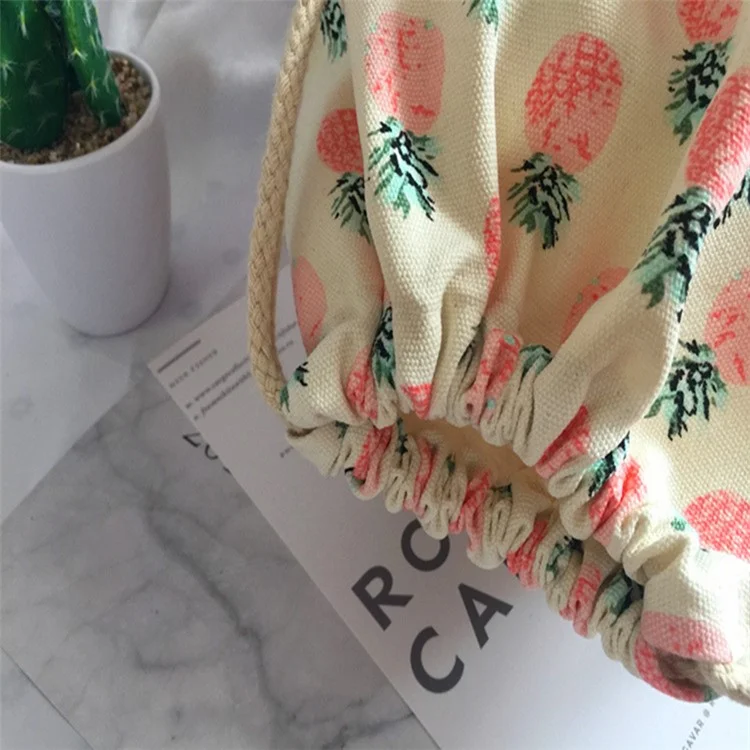 TZ 3Pcs / Set Pineapple Canvas Drawstring Bags Reusable Storage Bag Home Travel Organizer Sort Pocket Bag