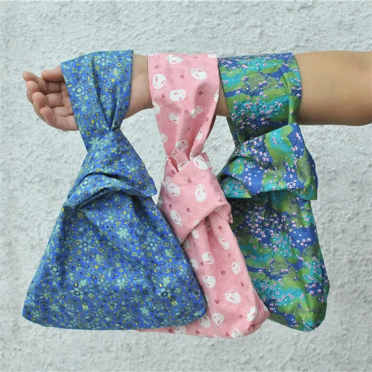 TZ Simple Flower Pattern Canvas Wrist Bag Portable Purse Tote Handbag for Cosmetic, Wallet, Cellphone - Verde