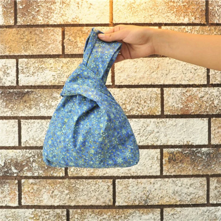 TZ Simple Flower Pattern Canvas Wrist Bag Portable Purse Tote Handbag for Cosmetic, Wallet, Cellphone - Verde