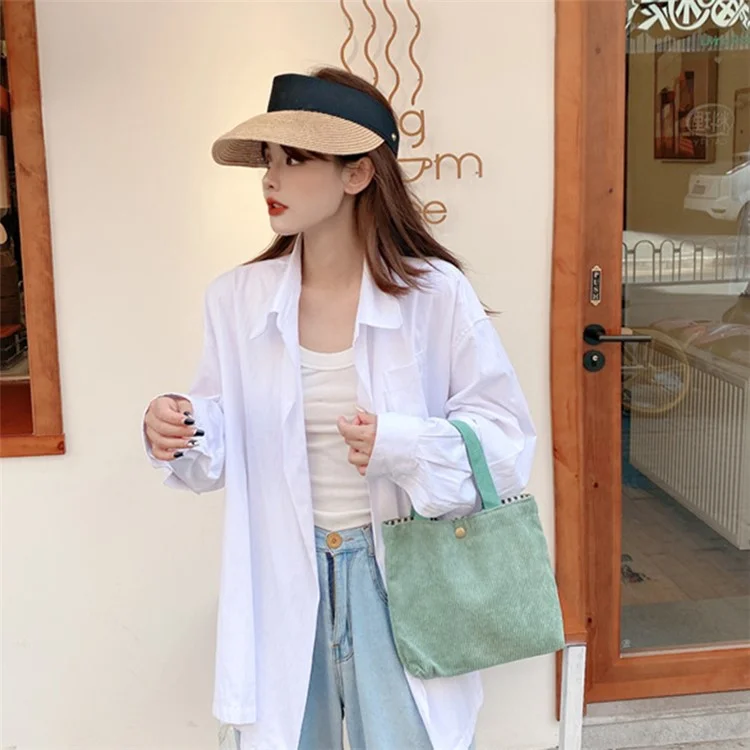 TZ Soft Corduroy Toiletries Handbag Kosmetikorganizer Tasche Makeup-Aufbewahrungstasche Lunchpaket - Hellgrün