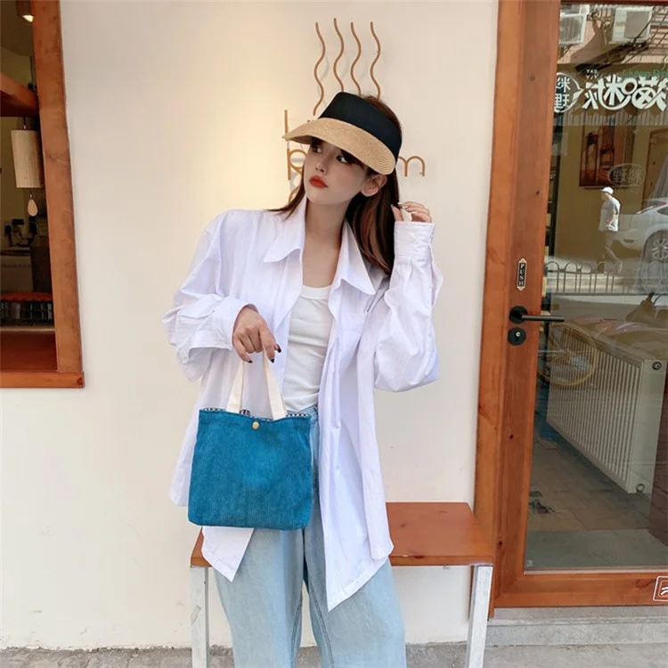 TZ Soft Corduroy Toiletries Handbag Kosmetikorganizer Tasche Makeup-Aufbewahrungstasche Lunchpaket - Hellgrün