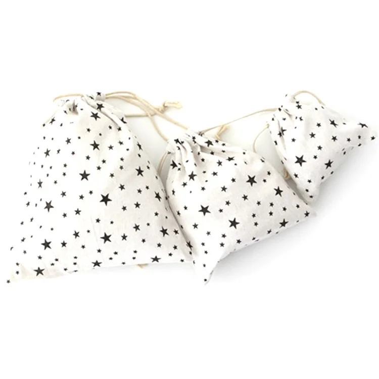 TZ 3Pcs / Set Cotton Linen Drawstring Bags Reusable Organizer Storage Bag for Home Travel - Dot