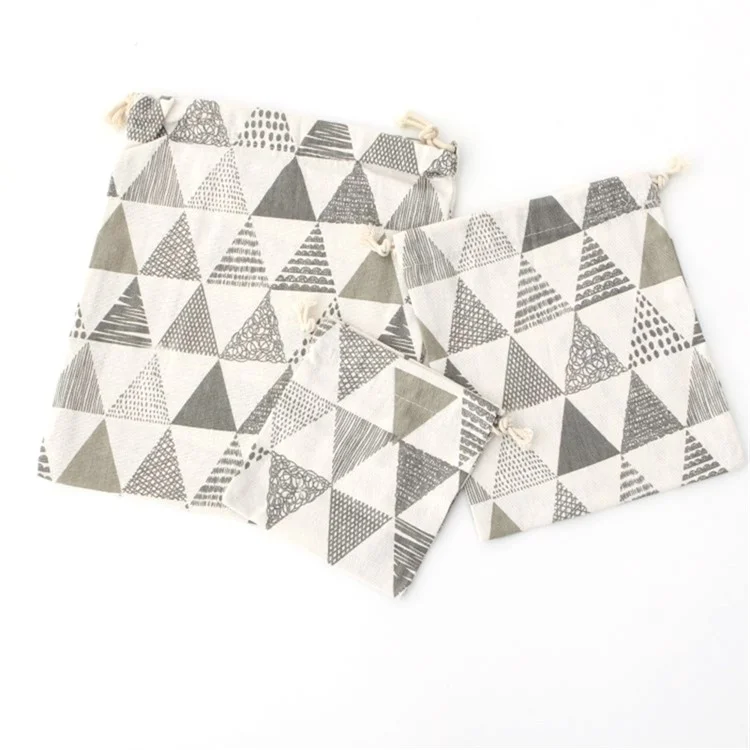 TZ 3Pcs / Set Cotton Linen Drawstring Bags Reusable Organizer Storage Bag for Home Travel - Dot