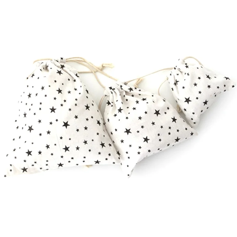 TZ 3Pcs / Set Cotton Linen Drawstring Bags Reusable Organizer Storage Bag for Home Travel - Tree