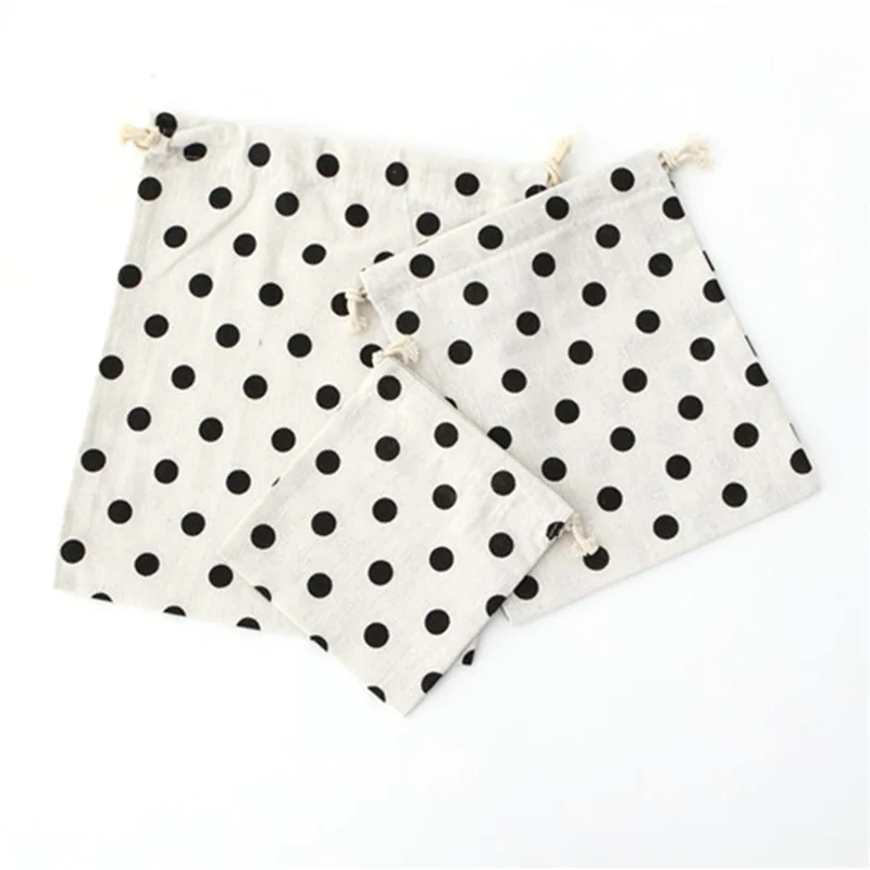 TZ 3Pcs / Set Cotton Linen Drawstring Bags Reusable Organizer Storage Bag for Home Travel - Tree