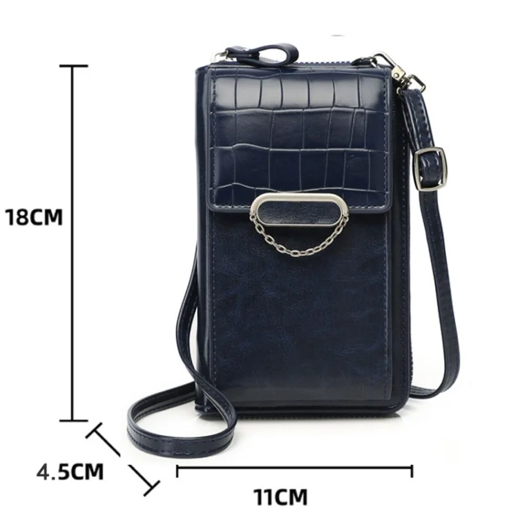 Pochette de transport pour téléphone pour femmes, texture de crocodile, cuir PU, fermeture éclair, petit sac bandoulière - Abricot
