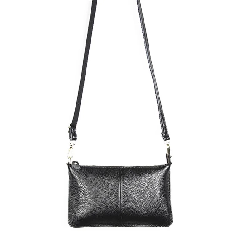 Sac Bandoulière en Cuir de Vache Top Layer Très Fin pour Femme - Noir