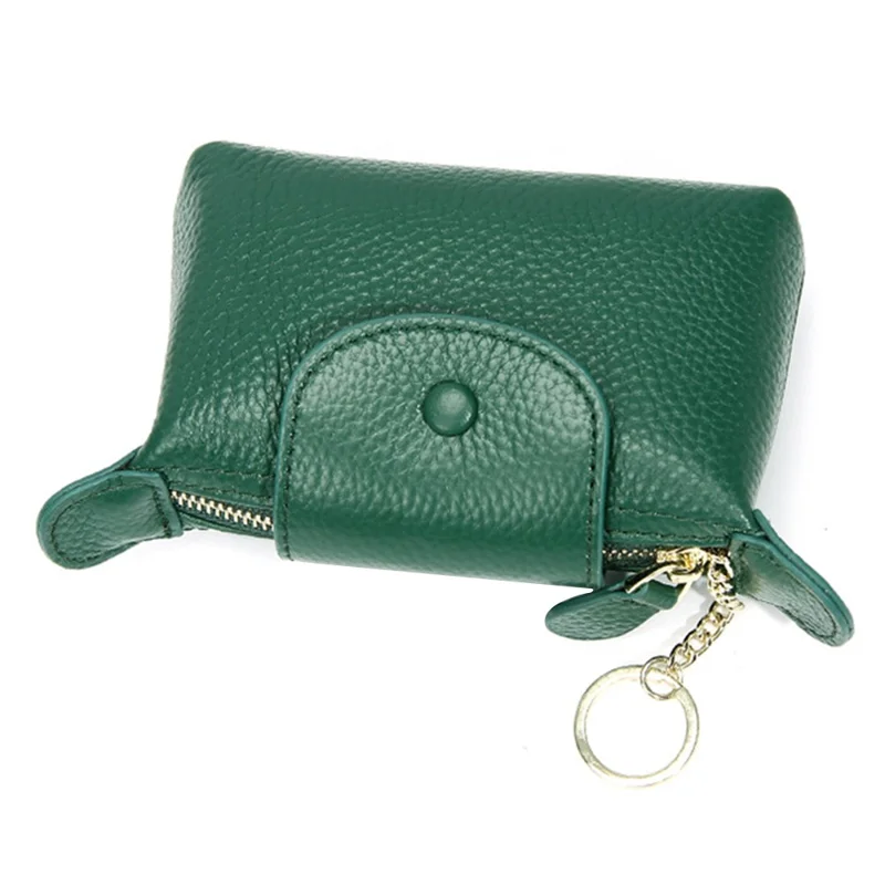 TZ 2308 Top-Layer Cowhide Leather Mini Wallet Coin Small Change Purse Bag - Green