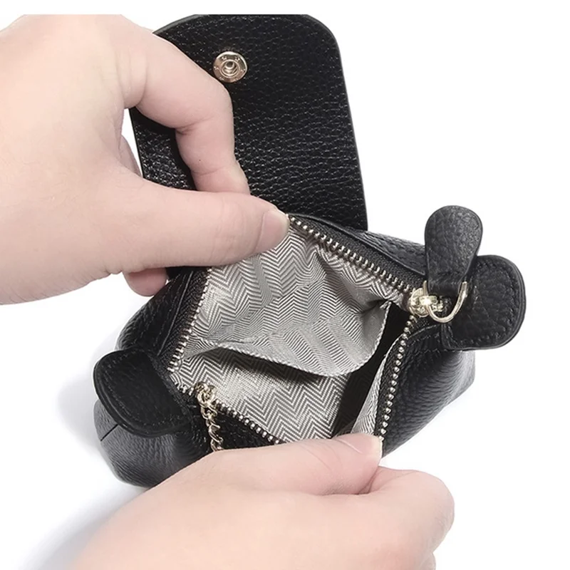 TZ 2308 Top-Layer Cowhide Leather Mini Wallet Coin Small Change Purse Bag - Brown