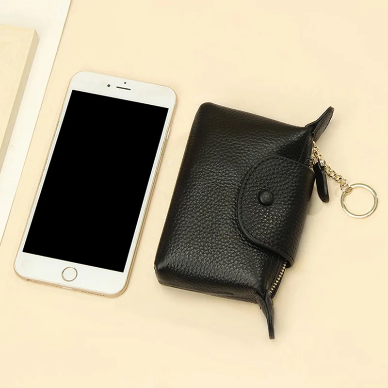 TZ 2308 Top-Layer Cowhide Leather Mini Wallet Coin Small Change Purse Bag - Brown