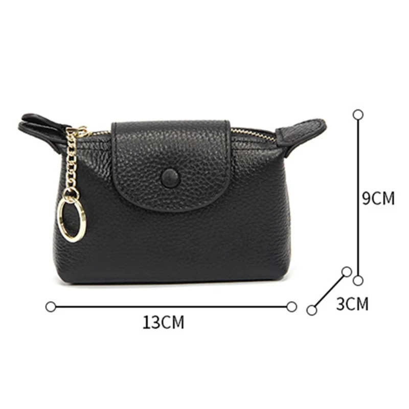 TZ 2308 Top-Layer Cowhide Leather Mini Wallet Coin Small Change Purse Bag - Brown