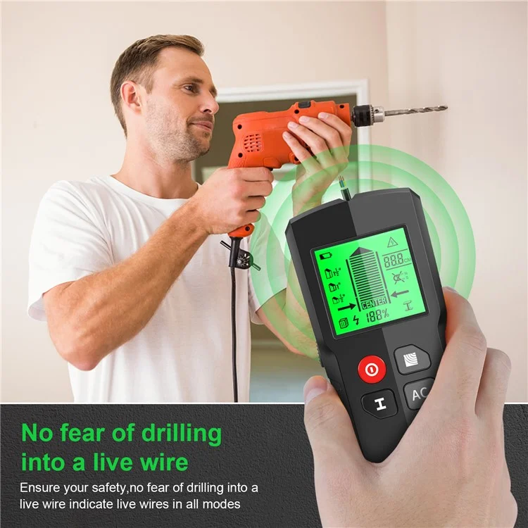 Detector de pared con pantalla digital electrónico HW-QB5 5 en 1 Detector de montantes para madera, metal y cables eléctricos