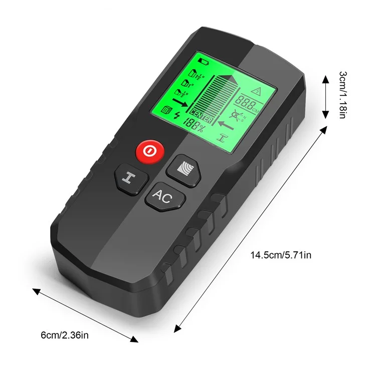 Detector de pared con pantalla digital electrónico HW-QB5 5 en 1 Detector de montantes para madera, metal y cables eléctricos