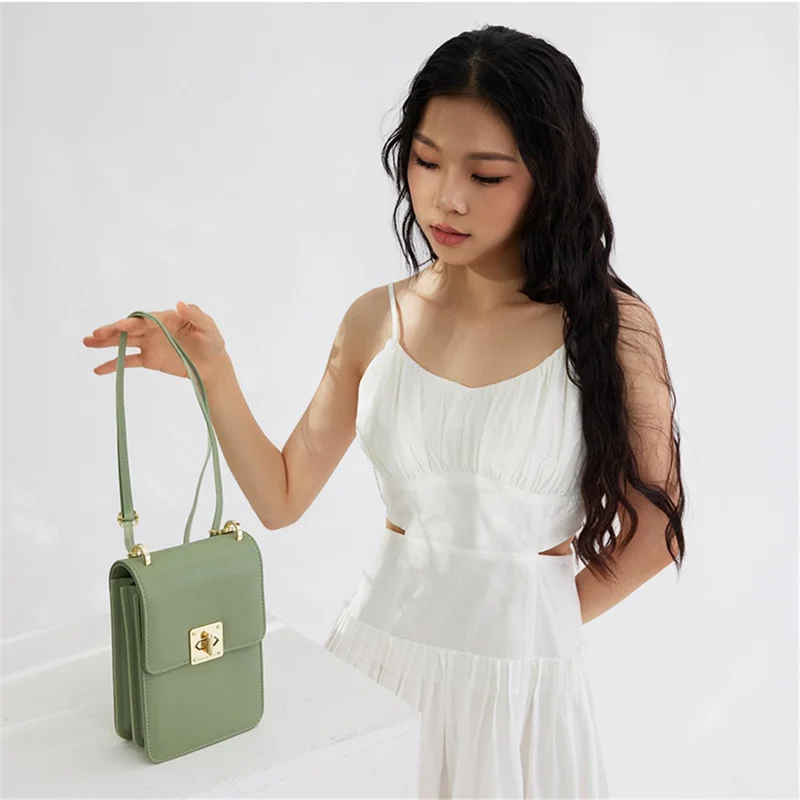 FOREVER YOUNG 6318-005 PU Leather Crossbody Phone Carrying Small Pouch Shoulder Bag Wallet - Light Green