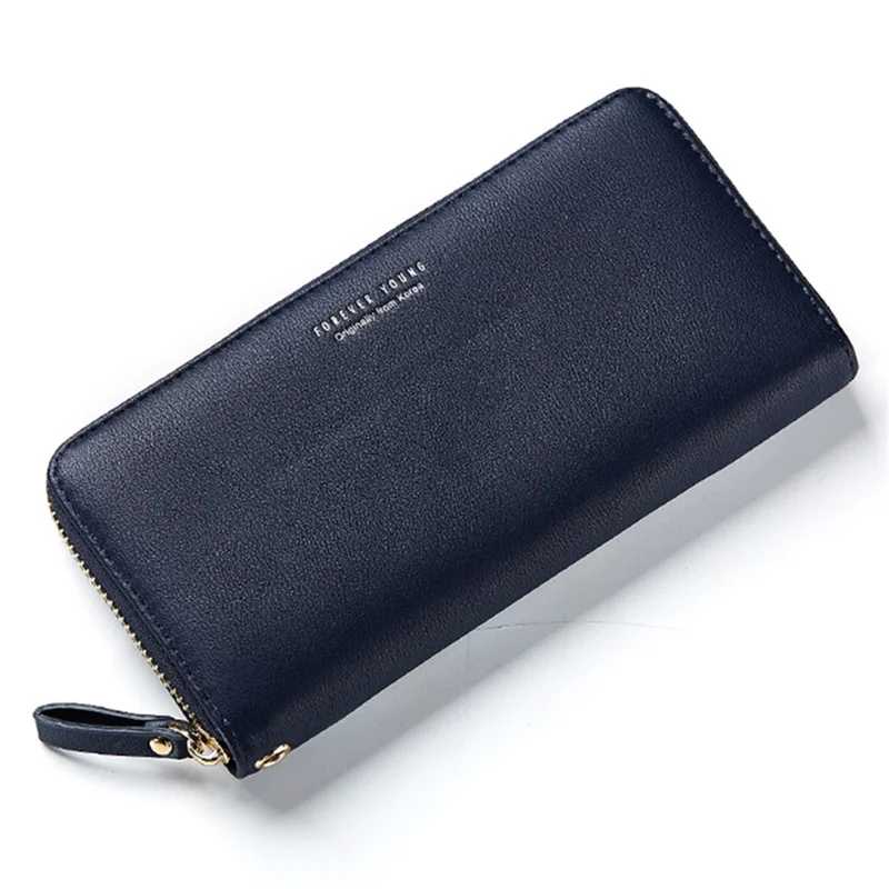 FOREVER YOUNG C7575-10 Damen Clutch Geldbörse Lange Geldbörse PU Leder Handytasche - Dunkelblau
