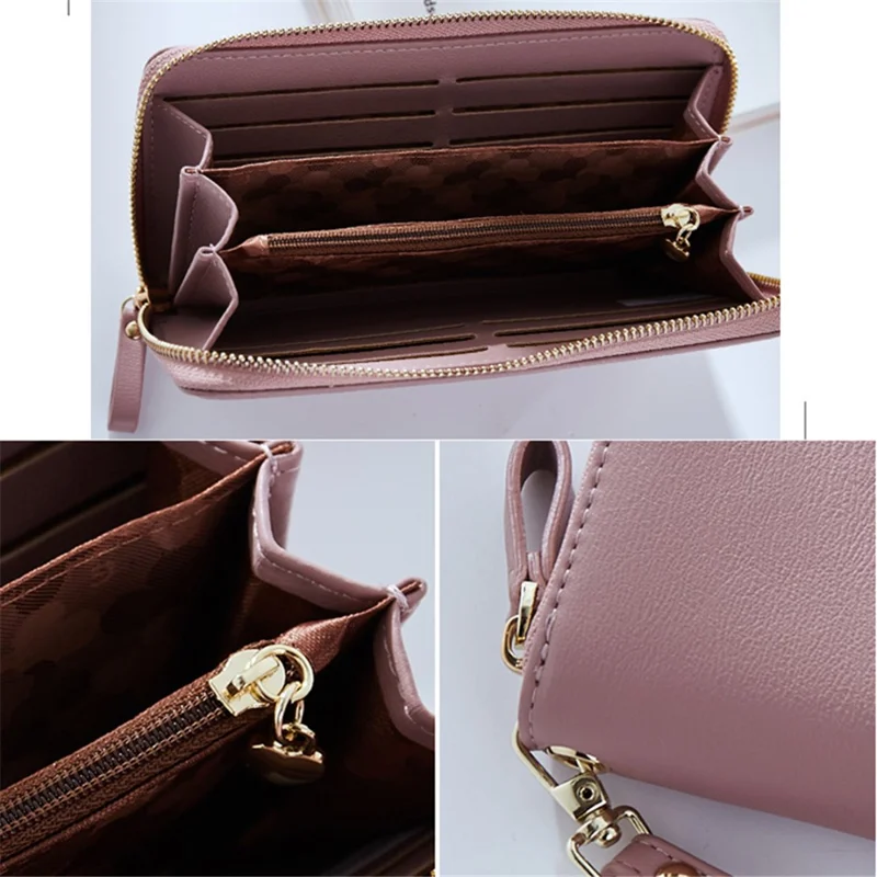 FOREVER YOUNG C7575-10 Damen Clutch Geldbörse Lange Geldbörse PU Leder Handytasche - Dunkelblau