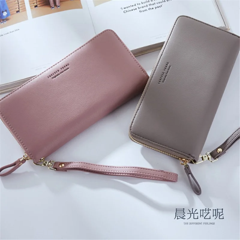 FOREVER YOUNG C7575-10 Damen Clutch Geldbörse Lange Geldbörse PU Leder Handytasche - Dunkelblau