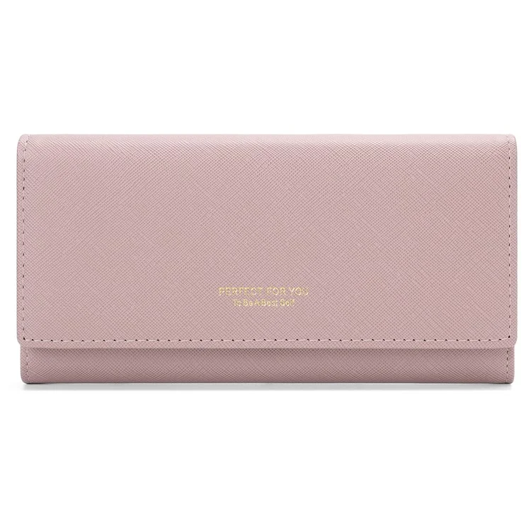 PERFECT FOR YOU 6133-003 Stylish Women Long Wallet Cross Texture PU Leather Purse - Pink