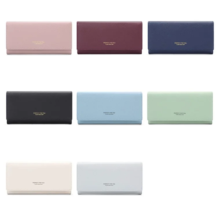 PERFECT FOR YOU 6133-003 Stylish Women Long Wallet Cross Texture PU Leather Purse - Pink
