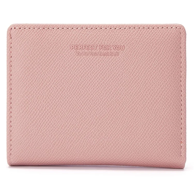 PARFAIT POUR VOUS 6312-001 Porte-monnaie court en cuir PU pour femme Ultra-fin Bi-plié - Rose