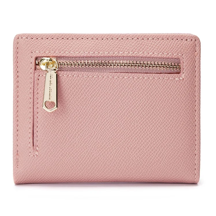 PARFAIT POUR VOUS 6312-001 Porte-monnaie court en cuir PU pour femme Ultra-fin Bi-plié - Rose