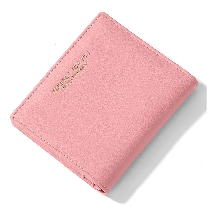 PERFECT FOR YOU C6912-002 Compact Wallet PU Leather Card Holder Pouch Coin Storage Clutch Purse - Pink
