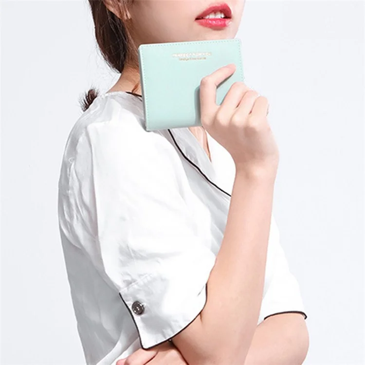 PERFECT FOR YOU C6912-002 Compact Wallet PU Leather Card Holder Pouch Coin Storage Clutch Purse - Black