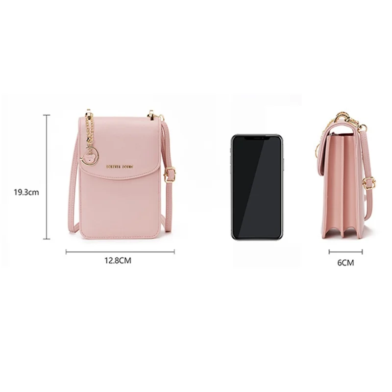 FOREVER YOUNG 6318-002 Large PU Leather Wallet Cosmetics Storage Pouch Crossbody Shoulder Bag - Pink