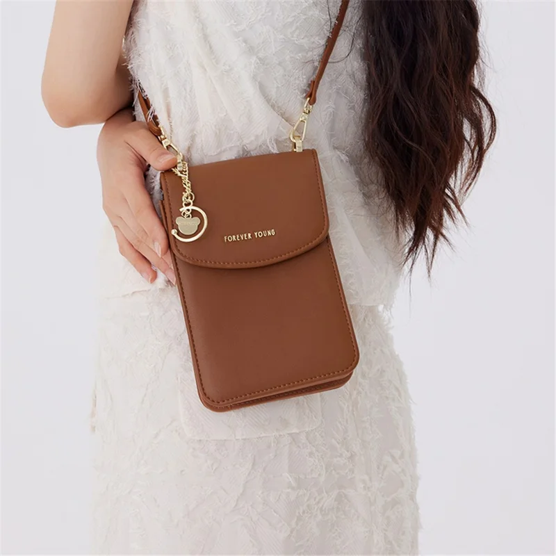 FOREVER YOUNG 6318-002 Large PU Leather Wallet Cosmetics Storage Pouch Crossbody Shoulder Bag - Pink